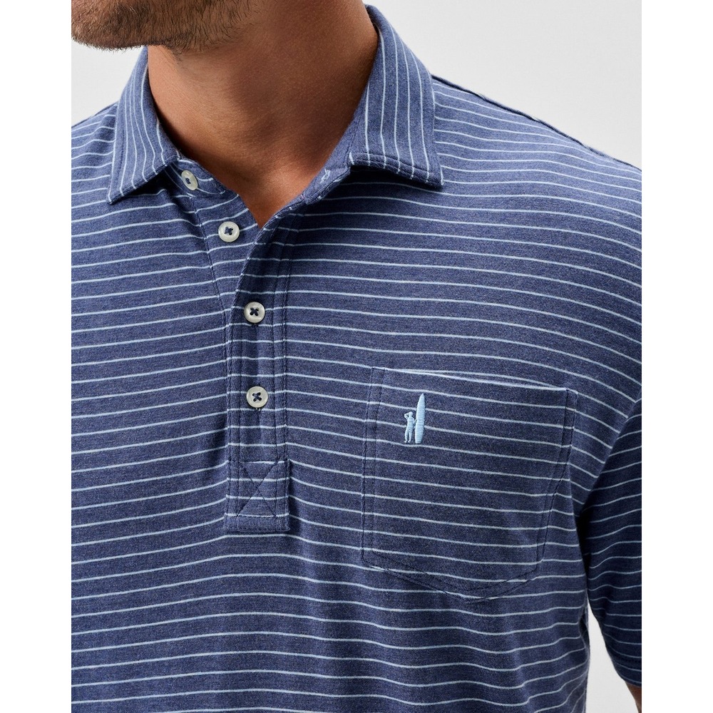 johnnie-O Hangin Out Neese Polo Shirt Mens Small Blue Striped JMPO3470 SS